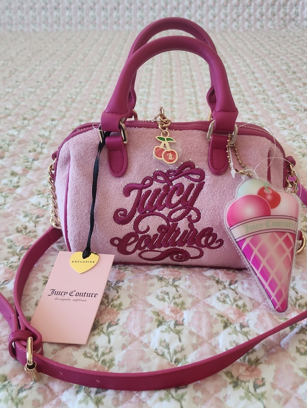 NWT Juicy Couture Sugar Rush Crossbody Flamingo Pink Terry Bag
